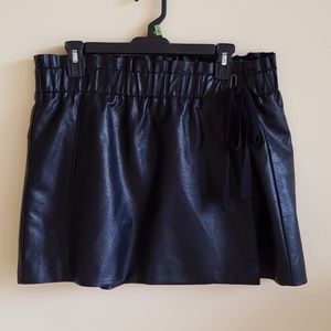 Faux Leather Wrap Skirt